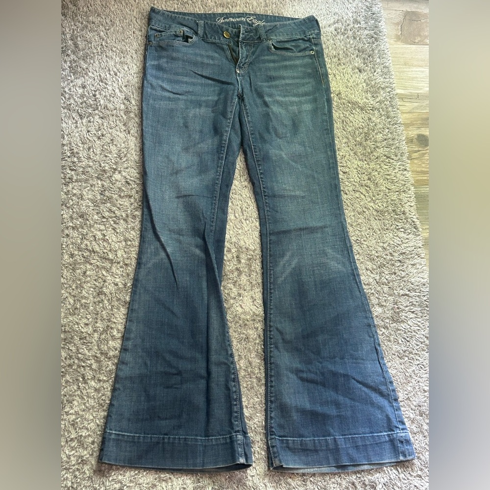 American Eagle Blue Flare Wide Leg Jeans